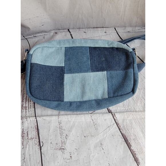 Wild Fable Womens Small Crossbody Denim Patch Work Bag Purse Silk Pocket - Picture 3 of 9